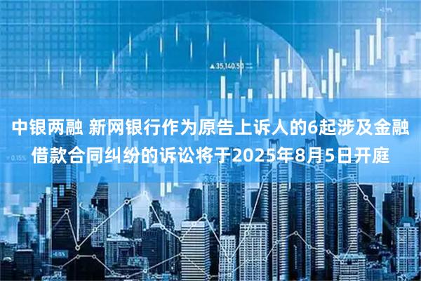 中银两融 新网银行作为原告上诉人的6起涉及金融借款合同纠纷的诉讼将于2025年8月5日开庭
