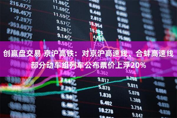 创赢盘交易 京沪高铁：对京沪高速线、合蚌高速线部分动车组列车公布票价上浮20%